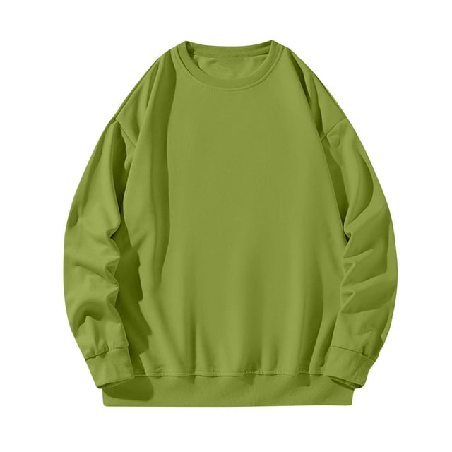 Jalioing Chandail en Molleton à Manches Longues pour Hommes Couleur Unie Col Rond Basique Classique Décontracté Automne Hiver Chandail