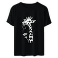 thumbnail image 7 of Jsaierl Womens Summer Giraffe Print T-Shirt Funny Crewneck Cute Animal Graphic Tees Casual Short Sleeve Tops Plus Size, 7 of 7