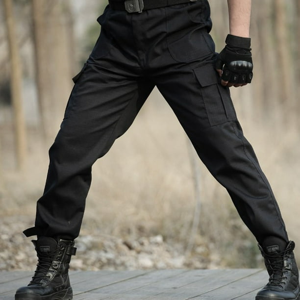 Men Cargo Pants With Pockets Casual Loose Solid Color Breathable Work Pants  For Outdoor Training