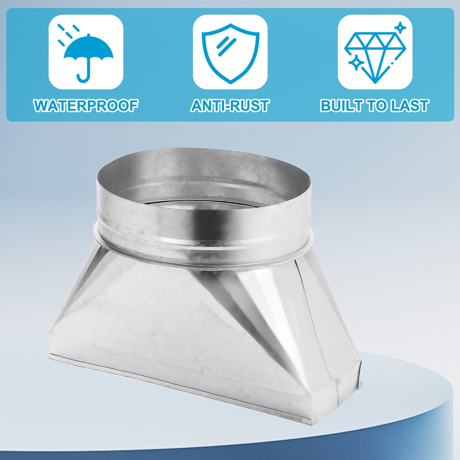 Uxcell 12" x 4" x 8" Straight Register Boot, Galvanized Steel Transition Rectangular to 8" Round Duct Transition Fitting for Connecting Floor Register Grille HVAC Duct Fittings