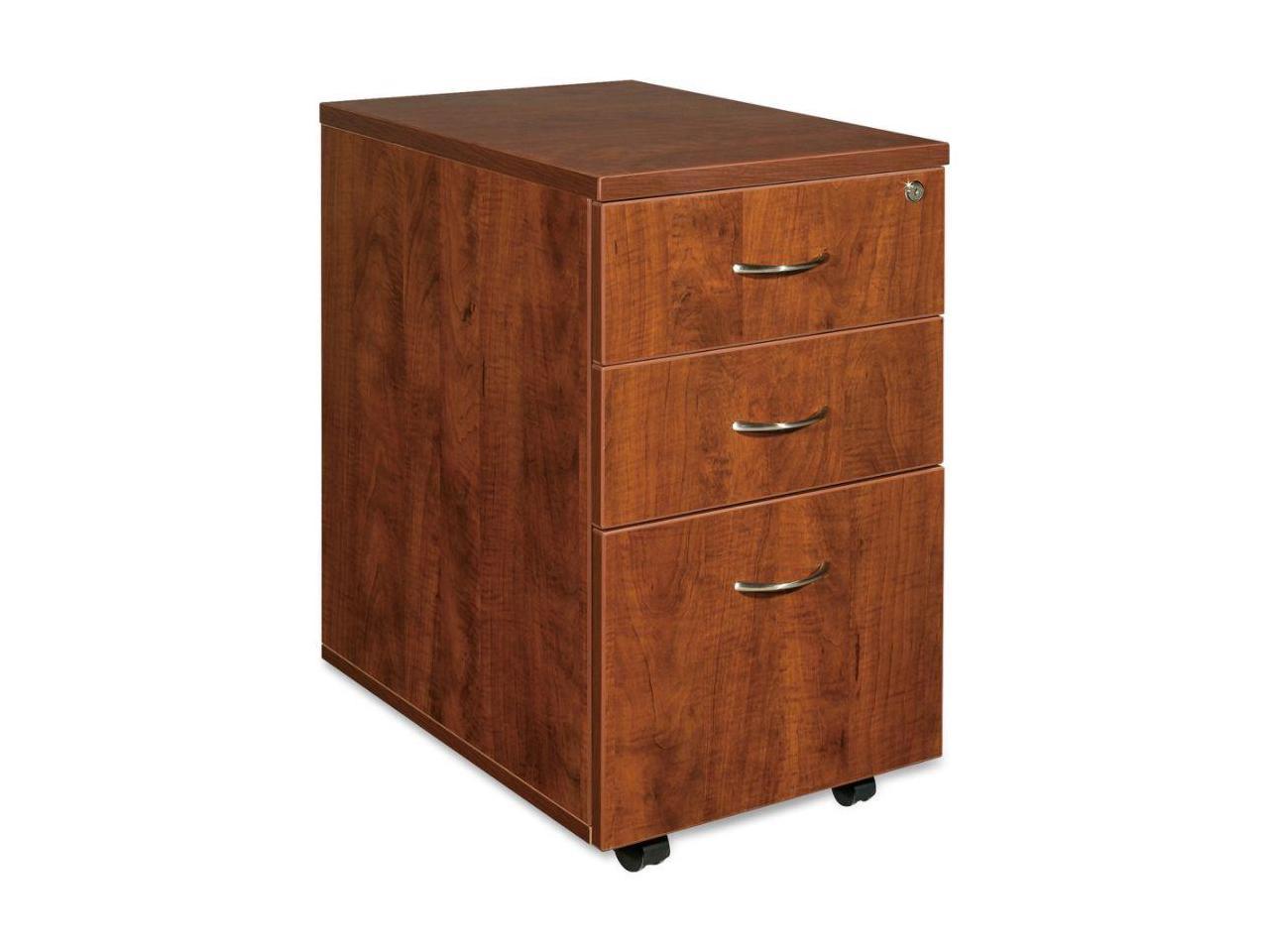 3 Drawers Vertical Wood Composite Lockable Filing Cabinet, Cherry - image 2 of 10