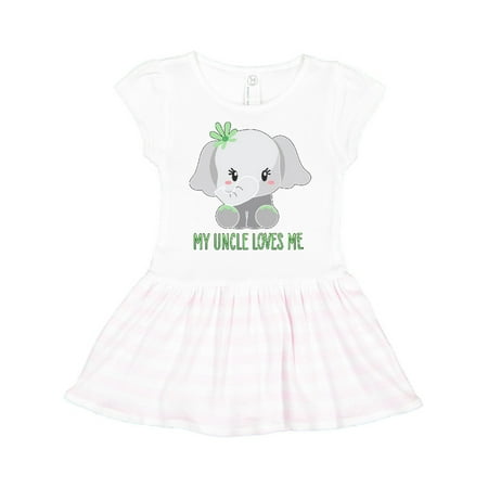 

Inktastic My Uncle Loves Me- cute elephant Gift Toddler Girl Dress