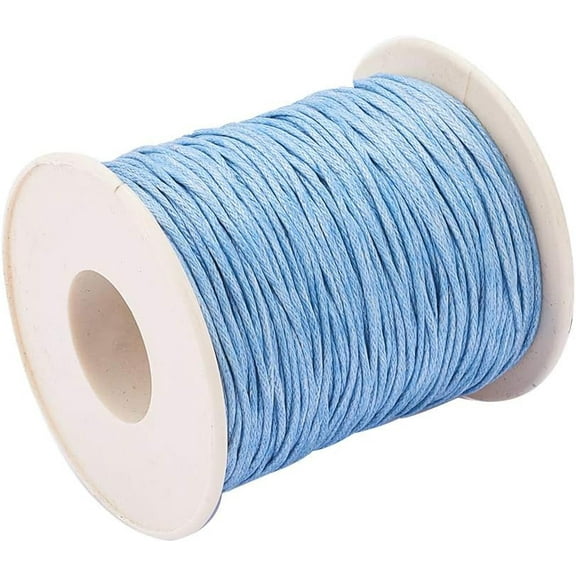 100 Yards Waxed Cord Cotton Waxed Cotton Thread 1mm Waxed Beading String Cord for Jewelry Bracelet Making Macrame Crafting DIY Leather - Light Steel Blue