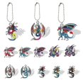 thumbnail image 2 of Llaveros con colgante de dragón 2D de acrílico con cadenas de cuentas para bolso, llavero de coche, accesorios de joyería de animales, QDW586, 2 of 4