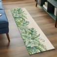 thumbnail image 3 of Tropical Botanical 2'x6' Runner Rugs for Hallway Kitchen Bedside Non Slip, Watercolor Green Monstera Palm Leaves Beige Entryway Rug Runners with Rubber Backing, Long Carpet Runner for Laundry Room, 3 of 8
