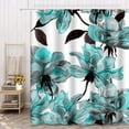 thumbnail image 5 of 72"x72" Aqua Shower Curtain Waterproof Blue Flower Floral Teal Pattern with Roses Watercolor Colorful Abstract Arrangement Black Home Decor Polyester Fabric Adjustable Hook Set, 5 of 5