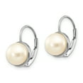 thumbnail image 2 of 14K White Gold 6-7mm Button Freshwater Cultured Pearl Leverback Earrings, 2 of 3