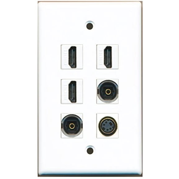 RiteAV - 3 HDMI 1 Port S-Video 2 Port Toslink Wall Plate