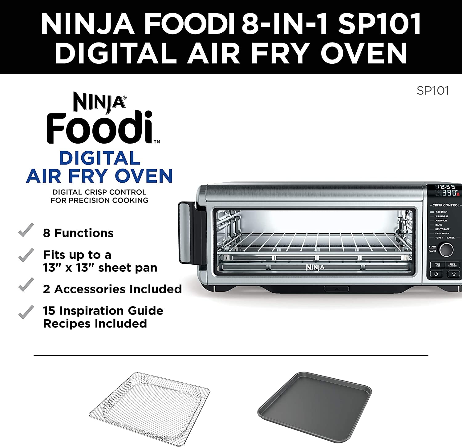 Ninja® Foodi® 10-in-1 Dual Heat Air Fry Oven, Countertop Oven, Broil,  1800-watts, SP300 
