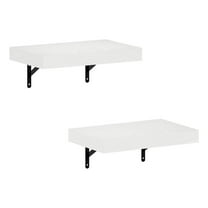 Pemberly Row 15-Inch Wall Mounted Floating Display Shelves in White Set of 2