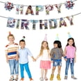 thumbnail image 4 of Cartoon Birthday Party Decorations Cartoon Happy Birthday Banner Hanging Swirls for Birthday Party Supplies, 4 of 5
