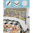 thumbnail image 4 of Quilts Full Size Bedding Set, Cute Puppy Sunflowers Lightweight Quilted Comforter, Farmhouse Eucalyptus Black White Soft Reversible Bedspread Coverlet with Pillow Covers for All Season, 78" x 90", 4 of 7