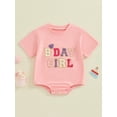 thumbnail image 2 of Suealasg Baby Girls Boys 1st Birthday Clothes Short Sleeve Crew Neck Embroidery Letters Romper Bodysuit 6 12 18 Months Newborn Summer One Piece Clothes, 2 of 7