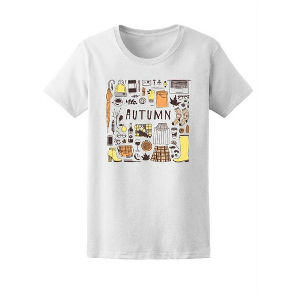 Autumn Fall Doodles T-Shirt Women -Image by Shutterstock, Female x-Large