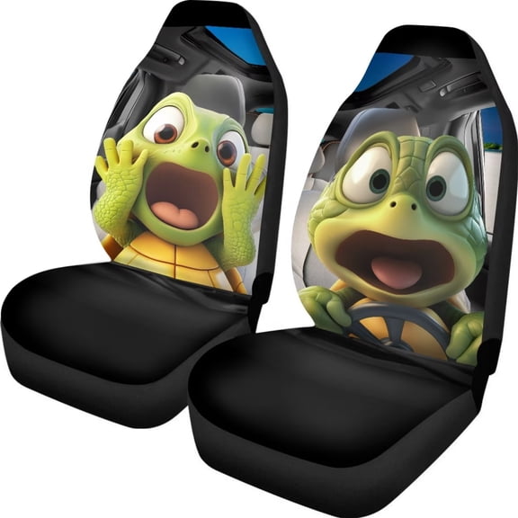 chaqlin Turtle 2 PCS Car Seat Covers Funny Print Auto Seat Protector Cushion Cover Universal Car Accessories for SUV Truck Sedan