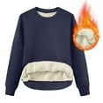thumbnail image 4 of UTSJKR 2026 Women's Sherpa Lined Sweatshirts Thermal Casual Crewneck Fleece Pullover Winter Warm Thick Tops Coats Navy XXL, 4 of 5