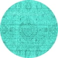 thumbnail image 1 of Ahgly Company Machine Washable Indoor Round Persian Turquoise Blue Traditional Area Rugs, 5' Round, 1 of 4