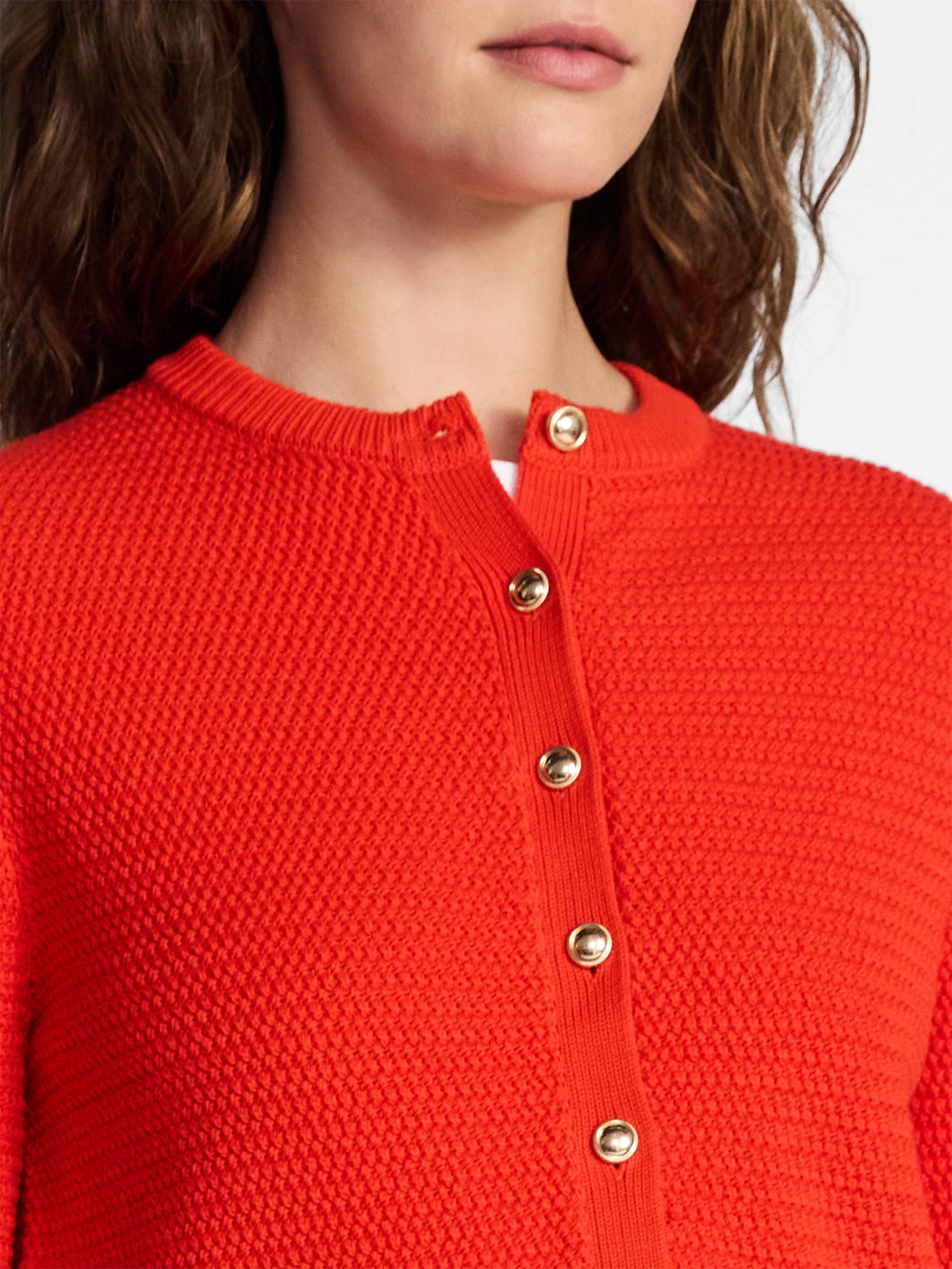 Time and Tru Women's Textured Knit Cardigan Sweater with Long Sleeves, Sizes, XS-XXXL