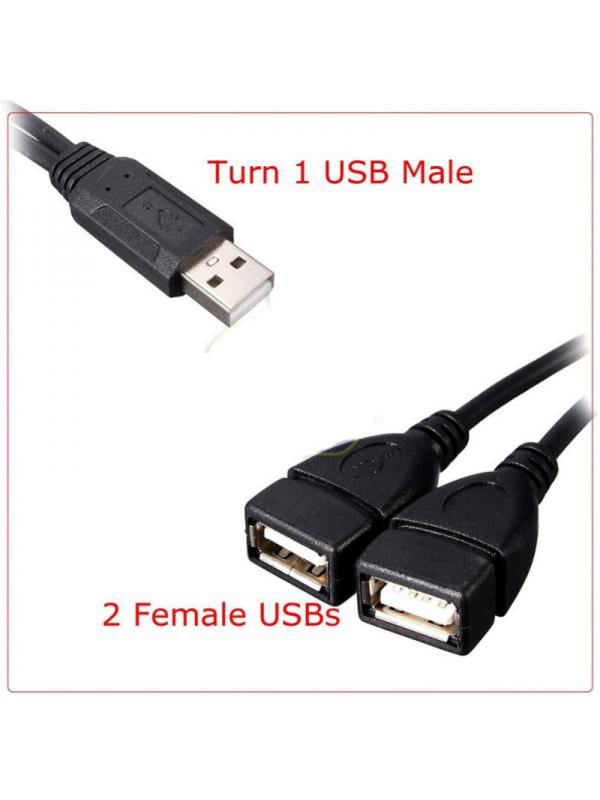 USB 2.0 A Male To 2 Dual USB Female Jack Y Splitter Hub Power Cord Adapter Cable -