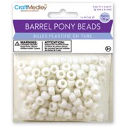 Barrel Pony Beads 6mmX9mm 175/Pkg-White