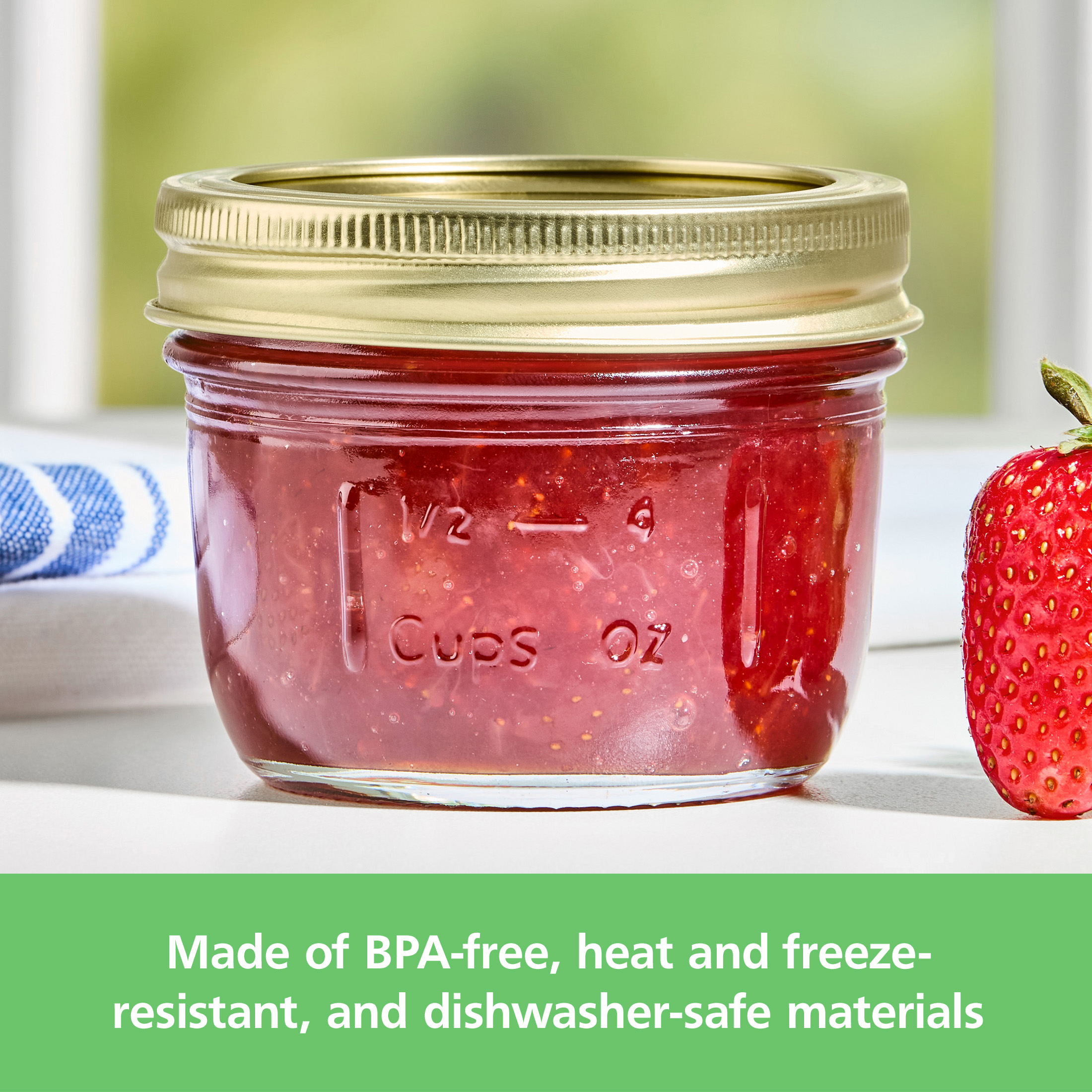 Mainstays 8 oz Mason Jars, Wide Mouth Half Pint, 12-Pack photo 2