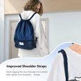 thumbnail image 3 of Costway Drawstring Backpack String Bag Folding Sports Sack w/Zipper Pocket Blue, 3 of 11