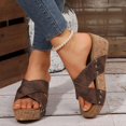 thumbnail image 6 of Women's Low Heel Wedge Sandals Wide Width Platform Open Toe Summer Buckle Strap, 6 of 9