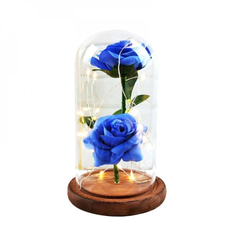 Details about   NEW  Forever Rose in Glass Dome Beauty And The Beast Preserved Eternal Gift Blue 