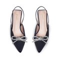 thumbnail image 5 of Zhabtuc Slingback Rhinestone Bow Heels for Women Closed Pointed Toe Kitten Pumps Slip On Stilettos Wedding Bride Dress Shoes Black Size 8.5, 5 of 8