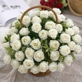 thumbnail image 6 of Artificial Silk Rose Bouquet with 10 Stems for Wedding Party Home Decor in White Pink Red, 6 of 6