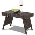 thumbnail image 2 of Kadyn End Tables, Indoor Companion, Patio Side Table, Folding PE Rattan Side Coffee Table Patio Garden Furniture-Brown, 2 of 7