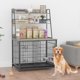 thumbnail image 1 of Historyli Jaula para perros con bandeja extraíble, divisor ajustable, puertas dobles, cuencos de acero inoxidable y 3 estantes de almacenamiento para interiores., 1 of 8