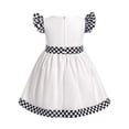 thumbnail image 3 of FYMNSI 2nd Birthday Dress Baby Toddler Girl Checkered Clothes Flutter Sleeve Dresses Race Car Driver Outfit, 3 of 9