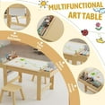 thumbnail image 5 of Kids Art Table and Chair Set, Kids Craft Table with Storage, Toddler Activity Play Desk and 2 Chairs Set,Wooden Art Drawing Desk with Paper Roll for Children Painting, Learning,Reading,Eating, 5 of 8