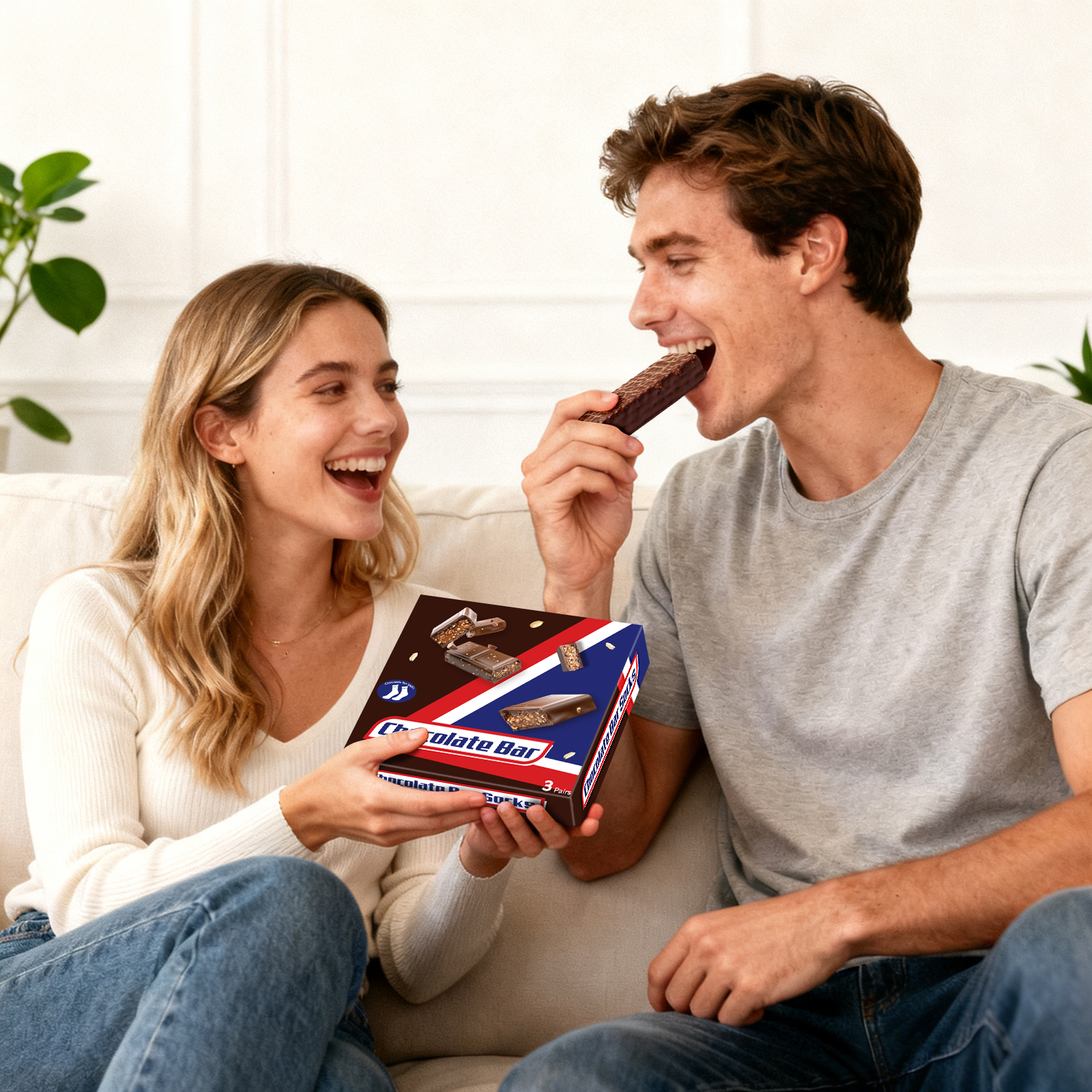 Funny Chocolate Bar Socks-Unique Gag Gifts for Men Women Teen Boys - Novelty Funky Cool Crazy Silly Socks Box- Birthday Easter Fathers Day Fun Gifts for Him Dad Christmas Stocking Stuffers -3 pairs