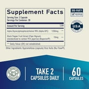 SM Nutrition Alpha GPC 600 mg for Brain, Memory, Mental Performance & Focus Support | Highly Purified Alpha-GPC | 3rd-Party Tested | 60 Ct