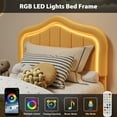 thumbnail image 5 of Twin Bed Frame with Storage & LED Light, Velvet Led Bed Frame with Headboard, No Box Spring Needed, Wooden Slats, Noise Free, Orange, 5 of 7