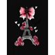 thumbnail image 4 of Chic Bow & Floral Eiffel Tower Print Women's T-Shirt - Casual Crew Neck, Short Sleeve, Stretchy Polyester Blend, Machine Washable - Perfect for Summer, 4 of 8