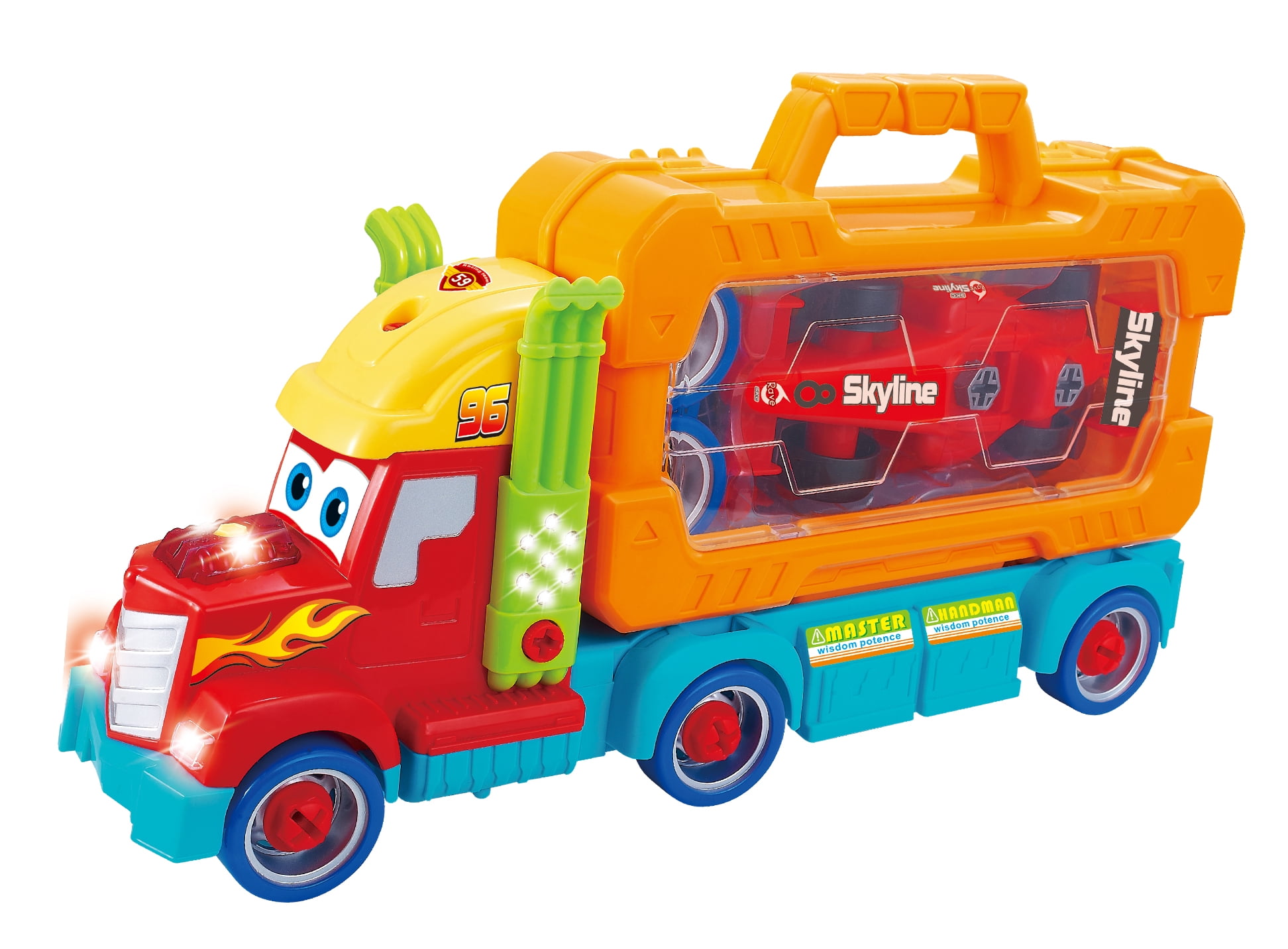 PlayWorld Toolbench Time! Take-A Part Carrier Tool Box With Racing Car And Lights & Sounds
