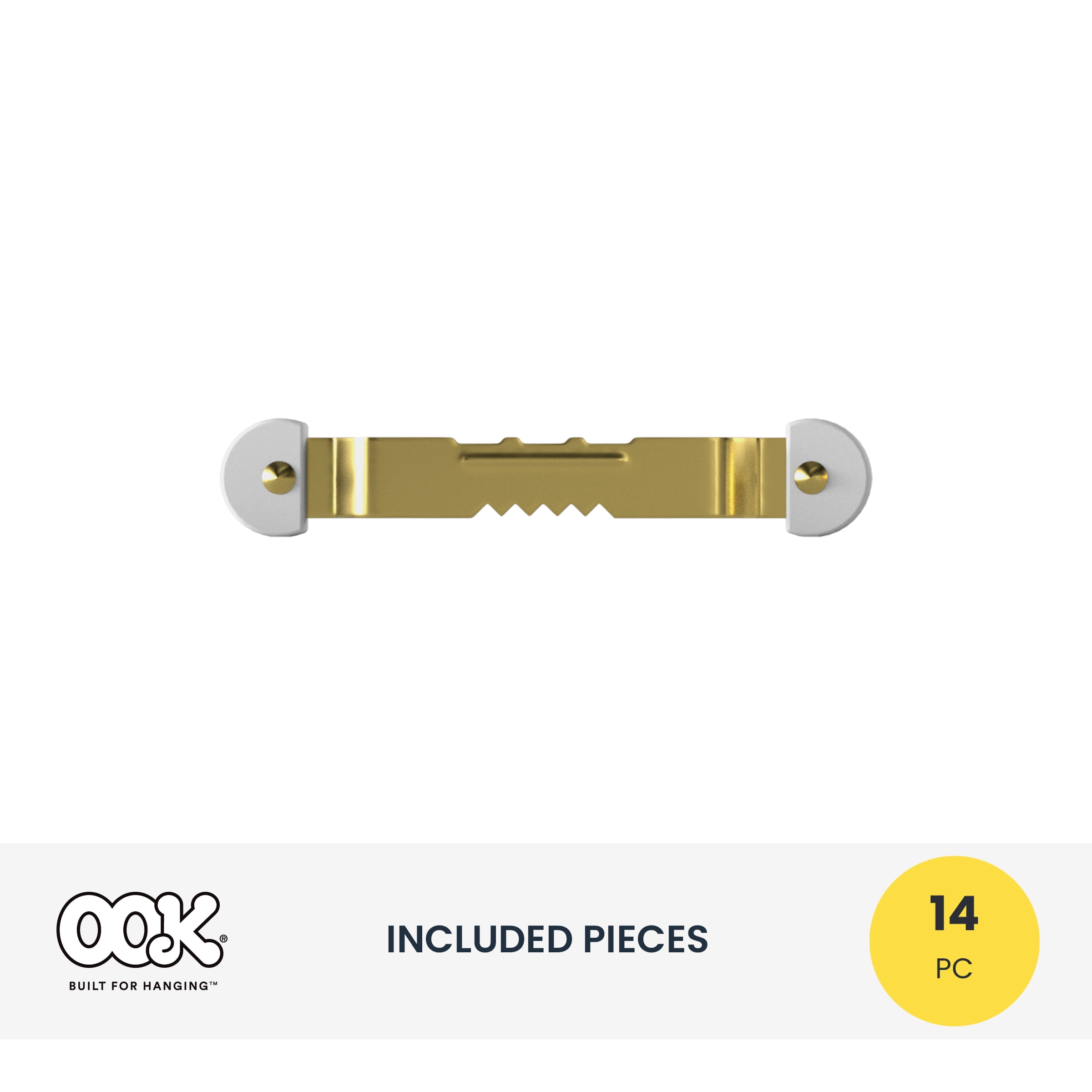 (3 pack) Ook Sawtooth Picture Hangers, Small Mirror Hangers, Steel, Brass Finish, Gold, 14 pack