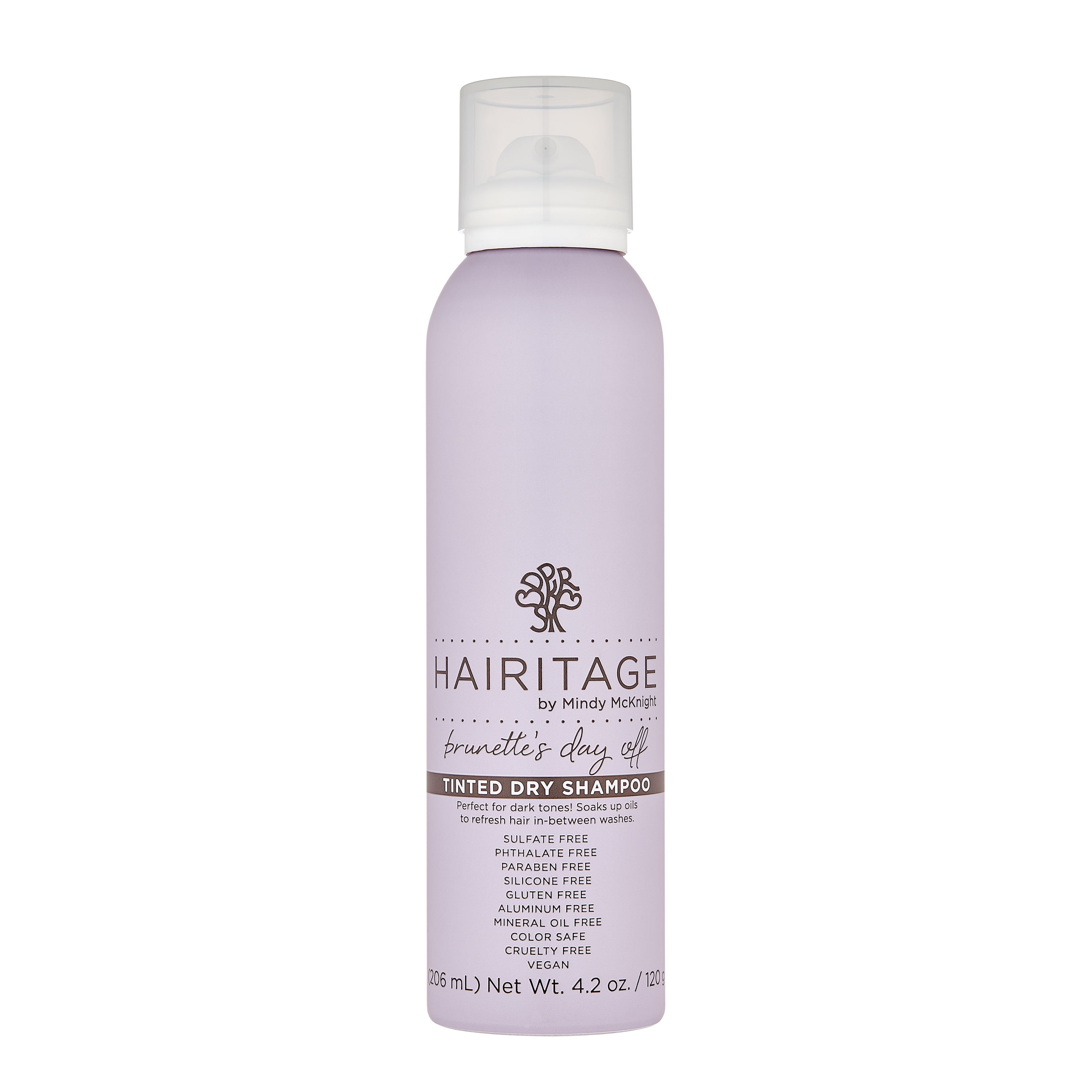 Hairitage Brunette's Day Off Tinted Volumizing Dry Shampoo for Dark Hair | Refreshes 1A–3A, 4.2 oz