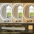 thumbnail image 4 of TETOTE Round Led Lighted Bathroom Mirror Matte Black Frame 30 Inch Front and Backlit Circle Round Light up Vanity Mirror with Lights, 3 Color Illuminated Dimmable Anti Fog Wall Mount, IP54 CRI 90+, 4 of 8
