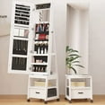 thumbnail image 1 of 360° Swivel Jewelry Armoire with Mirror, Floor Standing Lockable Jewelry Armoire with Drawer and Shelf, 1 of 9