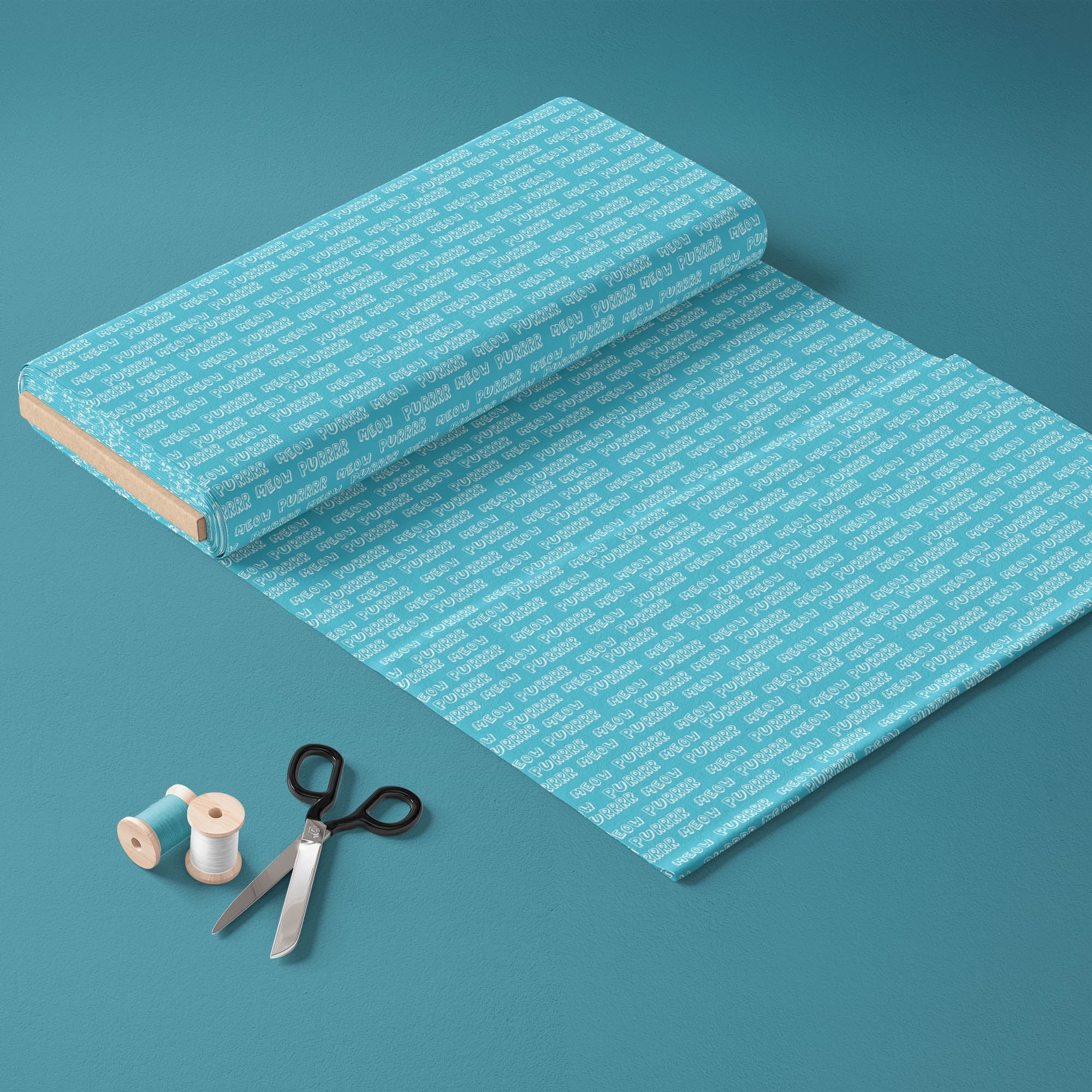 Create It 44" 100% Cotton Meow Sewing & Craft Fabric 8 Yard Bolt, Turquoise