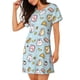 thumbnail image 2 of Balery Rabbit Burger Coffee Camisón de manga corta con cuello redondo para mujer, cómodo y elegante., 2 of 6