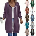 thumbnail image 2 of JGNGSHN Long Hoodies for Women Long Sleeve Long Tunic Sweatshirts Cute Zip Up Hoodie Loose Fit Fall Jacket Coat, 2 of 8