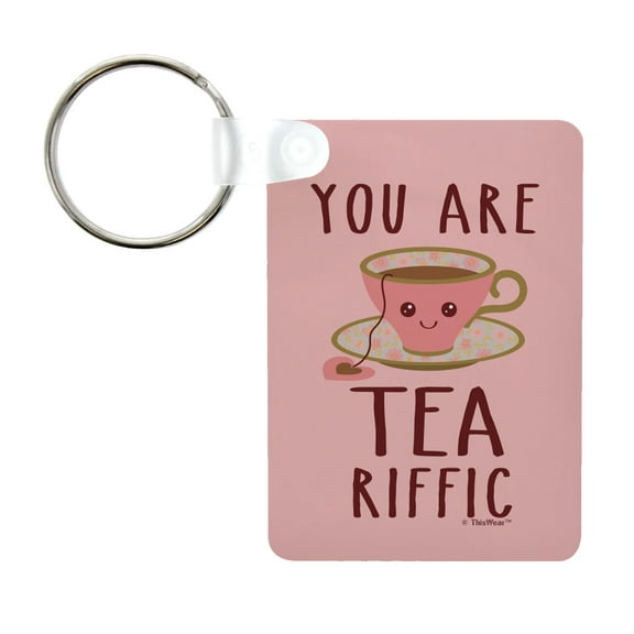 ThisWear Couples Gift Love Punny Kawaii You Are Tea-Riffic Aluminum Rectangle Keychain