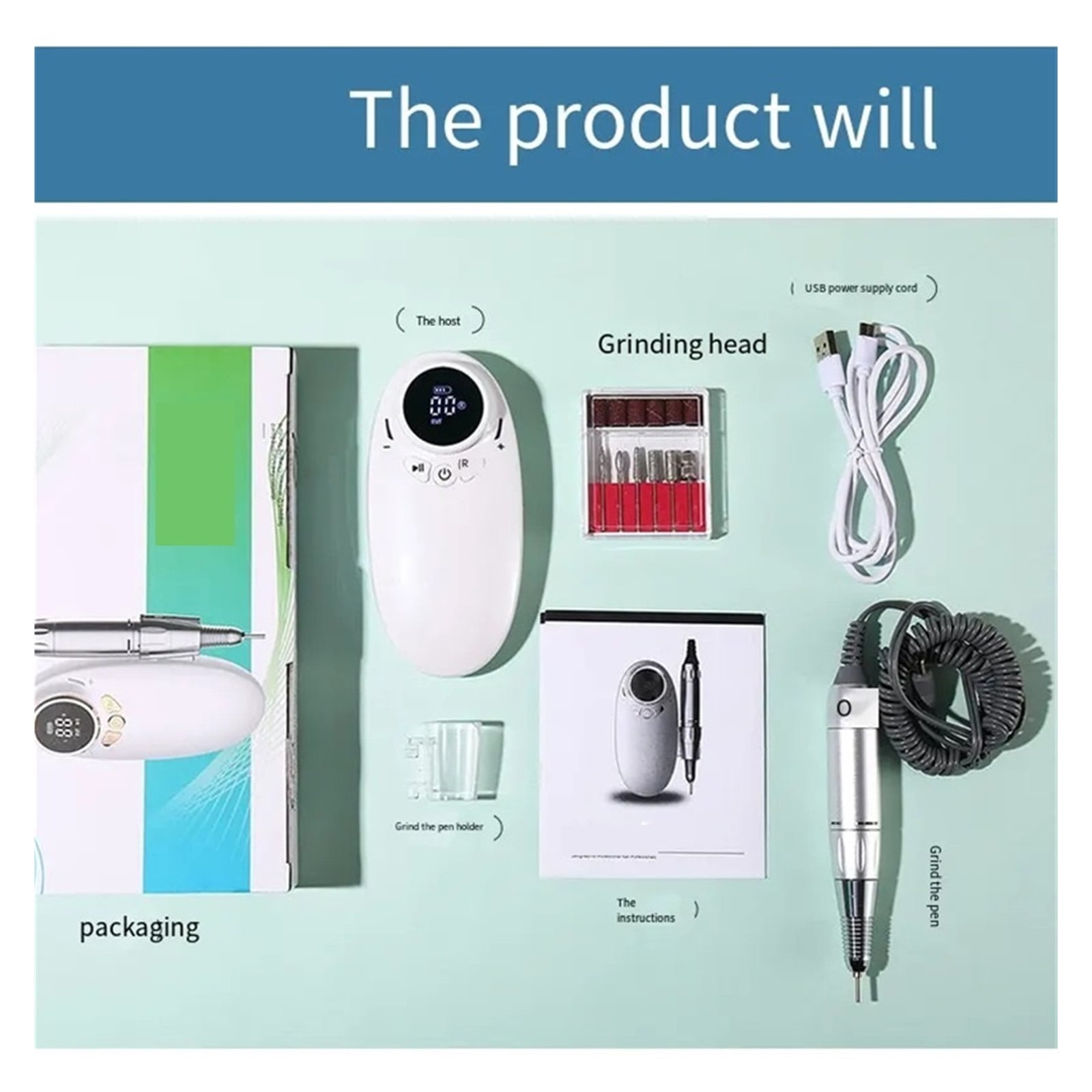 35000RPM Coreless Motor Cordless Electric Nail Drill Machine, Portable Rechargeable Nail Art Electric Manicure Nail Drill ,Low Noise