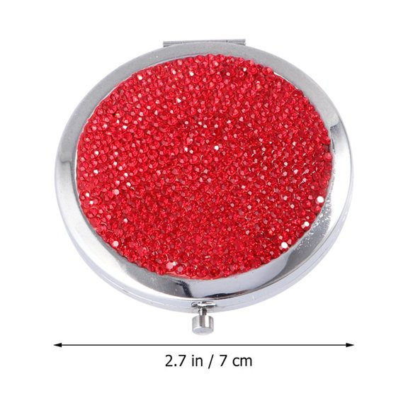 Clispeed Red Round Makeup Mirror with Folding Function for Home and Travel 1Pc