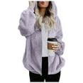thumbnail image 4 of gakvbuo Zipup Cardigan Sweaters Jacket Coat For Women Fall Fashion 2024 Oversized Pullover Zipup Hoodie With Pockets Fuzzy Fleece Sweatshirt Coat Long Sleeve Hooded Blouse Coat Outwear, 4 of 8